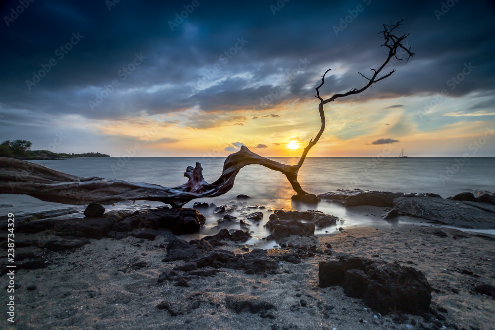 Sunset at Anaehoomalu Beach in Big Island, Hawaii Sunset at Anaehoomalu Beach in Big Island, Hawaii
