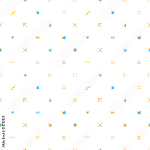 Seamless pattern with simple shapes created in flat thin style. Design graphic element saved as a vector illustration