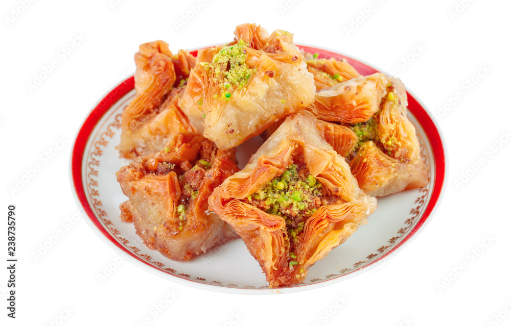 Turkish Ramadan Dessert Baklava isolated on white Turkish Ramadan Dessert Baklava isolated on white