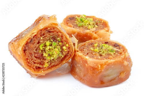 Turkish Ramadan Dessert Baklava isolated on white