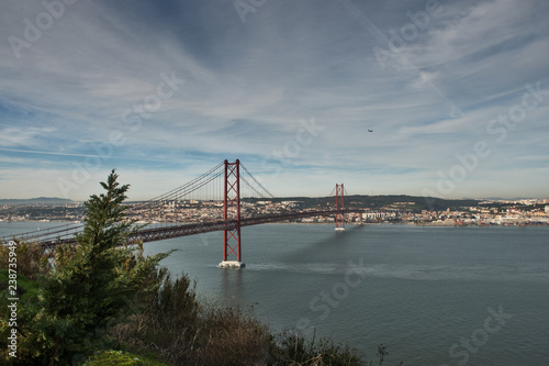 The famous 25th April Bridge in Lisbon, Portugal