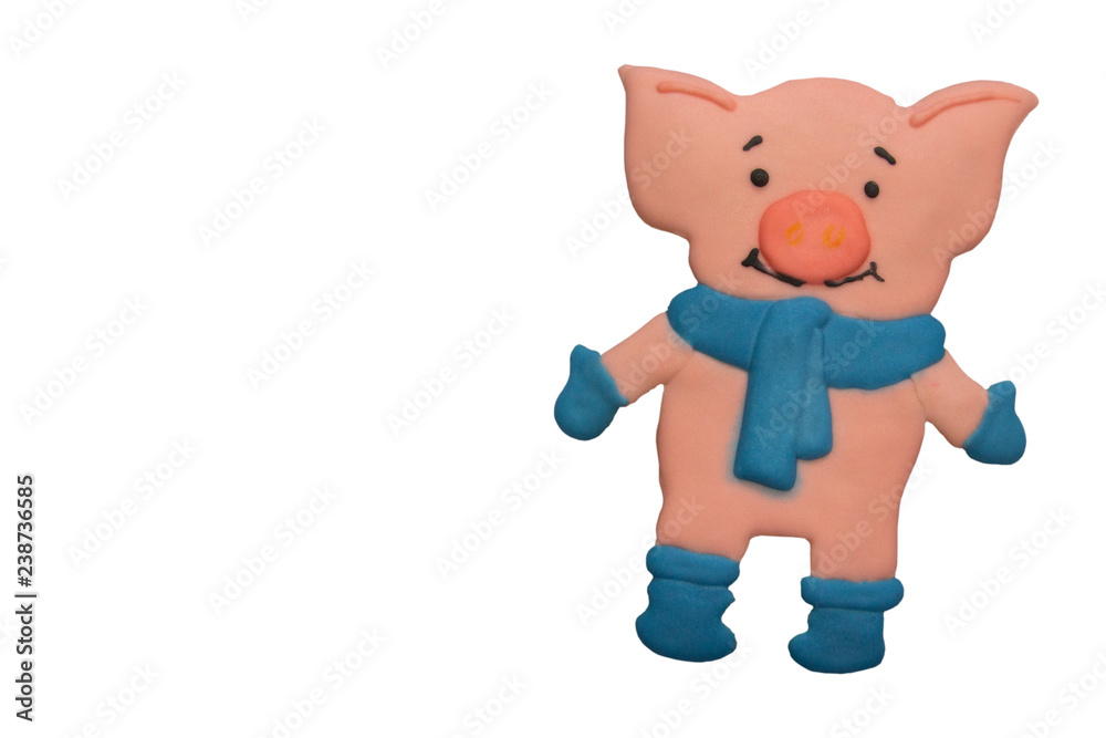 pink pig in glaze gingerbread,Christmas gingerbread cheerful pig on a white background pink pig in glaze gingerbread,Christmas gingerbread cheerful pig on a white background