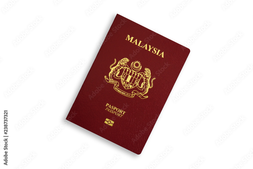 Malaysian red passport isolated on white background