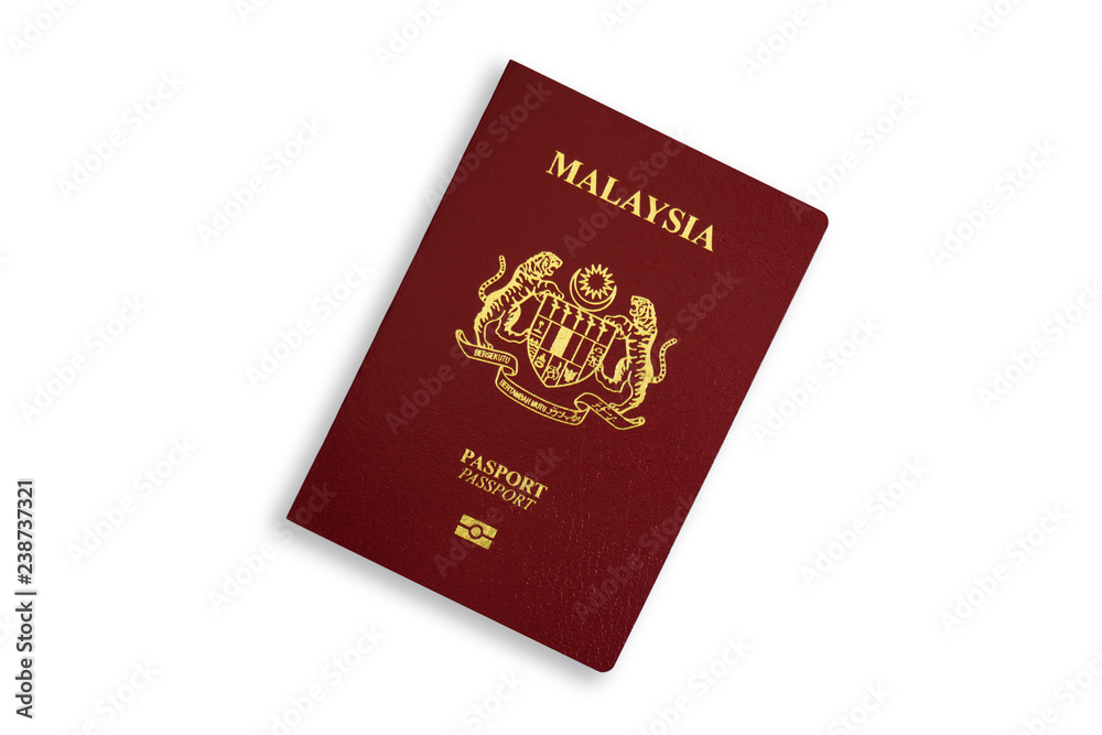 Malaysian red passport isolated on white background Malaysian red passport isolated on white background