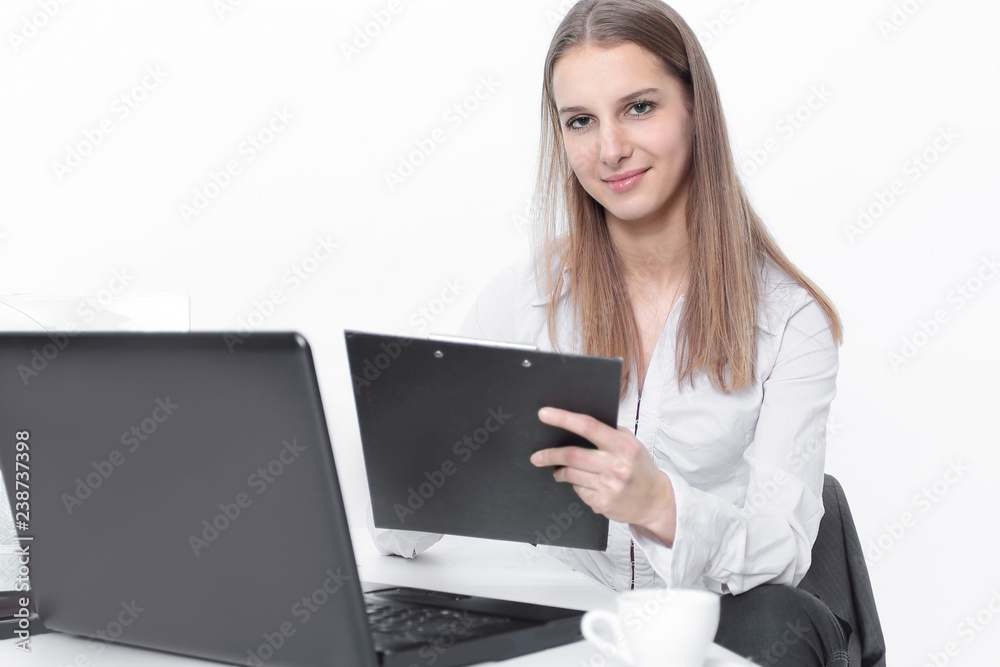 Executive female assistant working with documents in the office. Executive female assistant working with documents in the office.