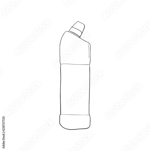 Toilet Cleaner. Plastic containers with disinfectant liquid gel. Detergent bottle and chemicals household product