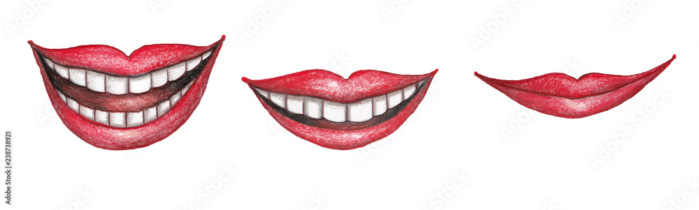 Obraz premium Münder (Lachen, Lächeln), Illustration von Kathrin Schwertner 