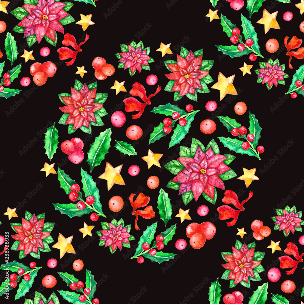 Christmas poinsettia seamless pattern Christmas poinsettia seamless pattern