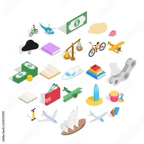 Radio-controlled toy icons set. Isometric set of 25 radio-controlled toy vector icons for web isolated on white background