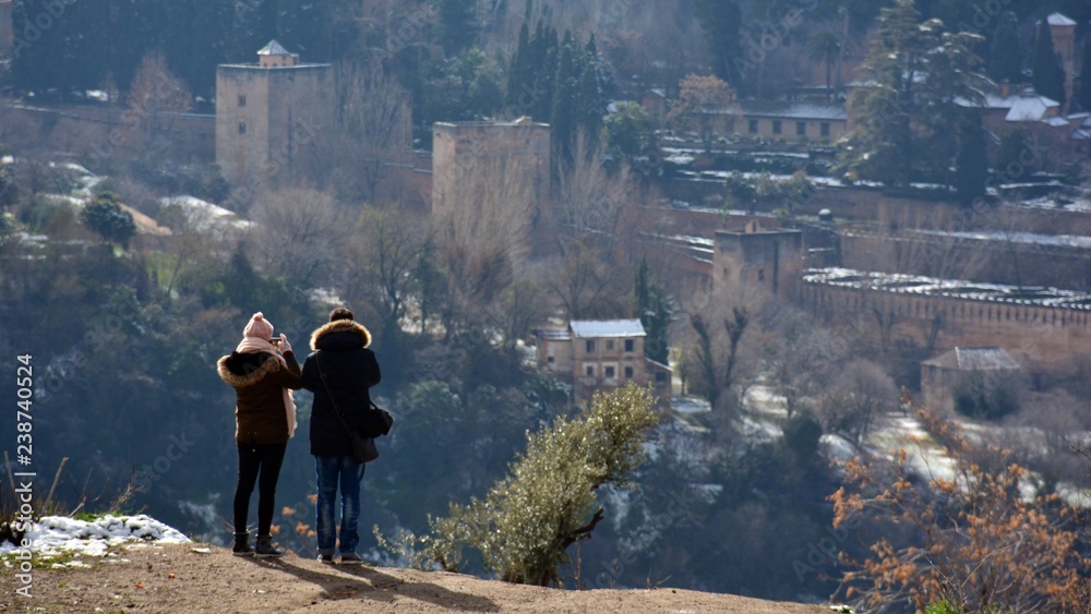 Naklejka premium Alhambra z punktu widzenia San Miguel Alto, Granada