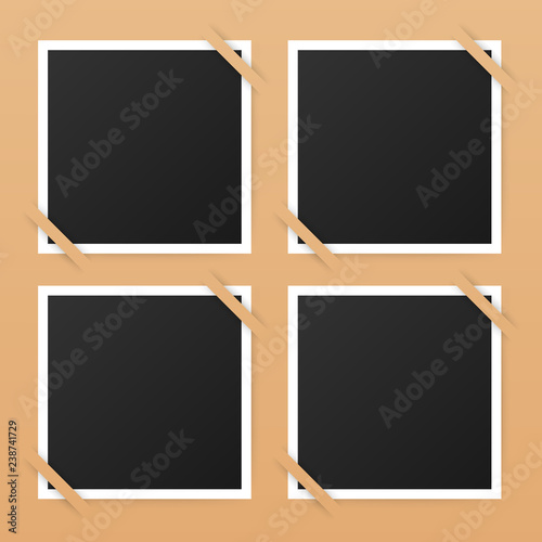 Photo frame mockup design. Realistic photograph with blank space for your image. Vector illustration.