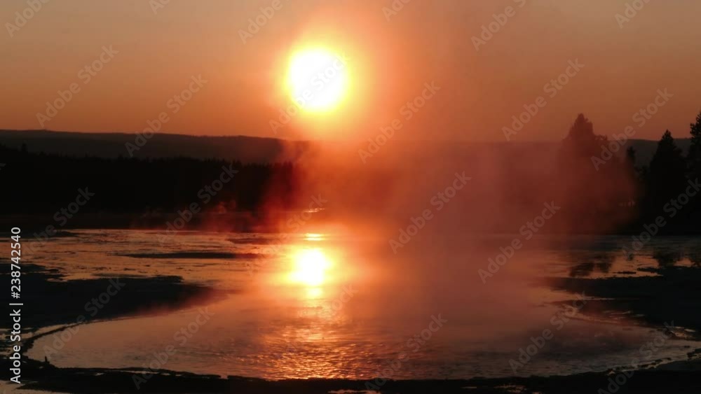 Beatiful sunset in Norris Geyser Basin, Yellowstone National Park, WY Beatiful sunset in Norris Geyser Basin, Yellowstone National Park, WY