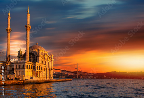 Photography Ortakoy mosque and Bosphorus bridge - Istanbul, Turkey