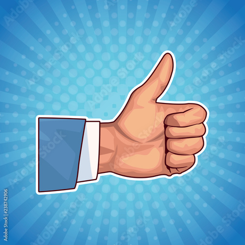 Like thumb up pop art cartoon