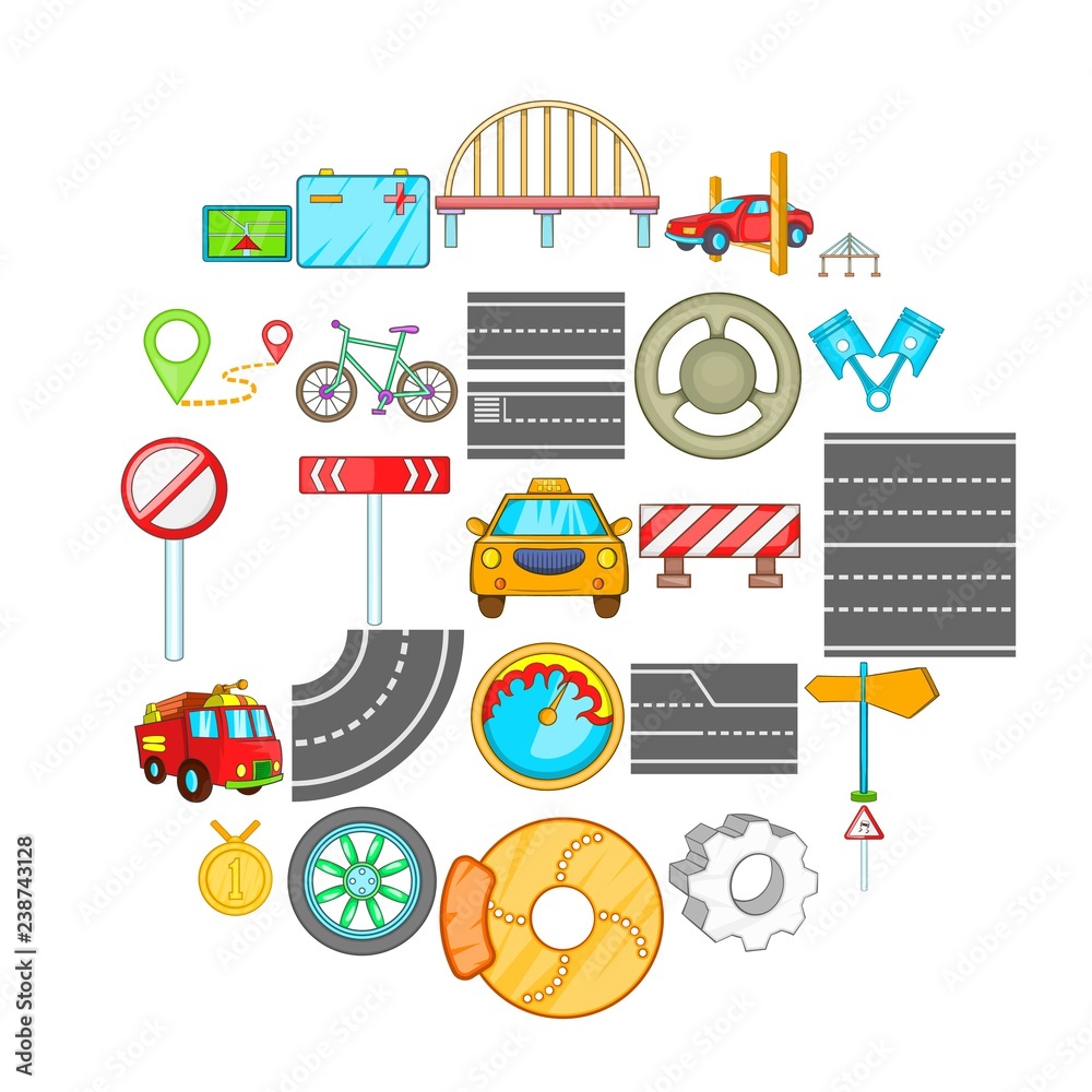 Excellent road icons set. Isometric set of 25 excellent road vector icons for web isolated on white background