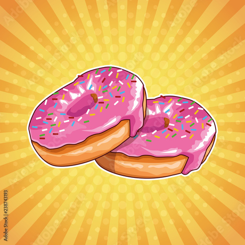 Donuts pop art cartoon