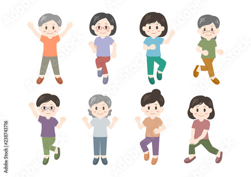 運動する女性たちのイラスト 