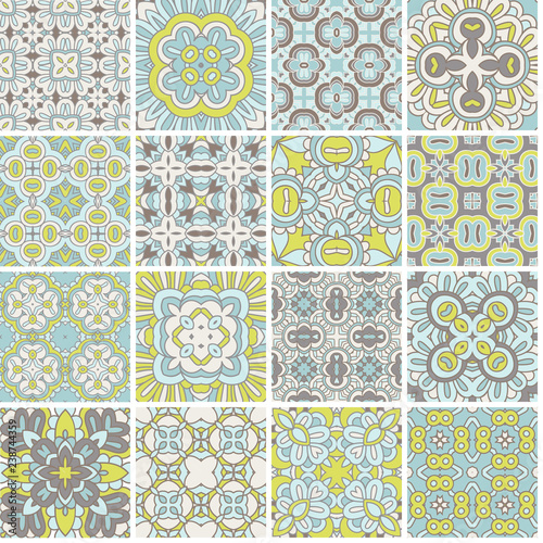 Seamless decorative patterns vector set retro geometric vinage collection