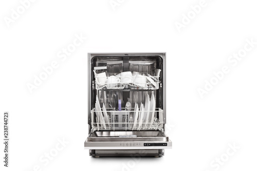 Tableau sur toile Studio shot of a loaded dishwasher