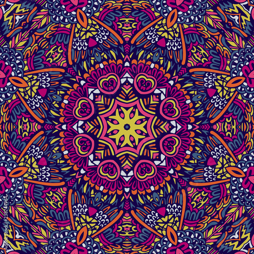 Tribal indian ethnic seamless design. Festive colorful mandala pattern. . Geometric mandala