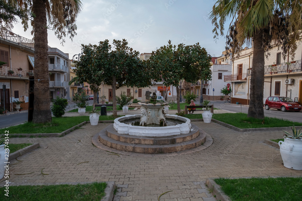 Fototapeta premium Cetntral square in Trappeto, Sicily, Italy