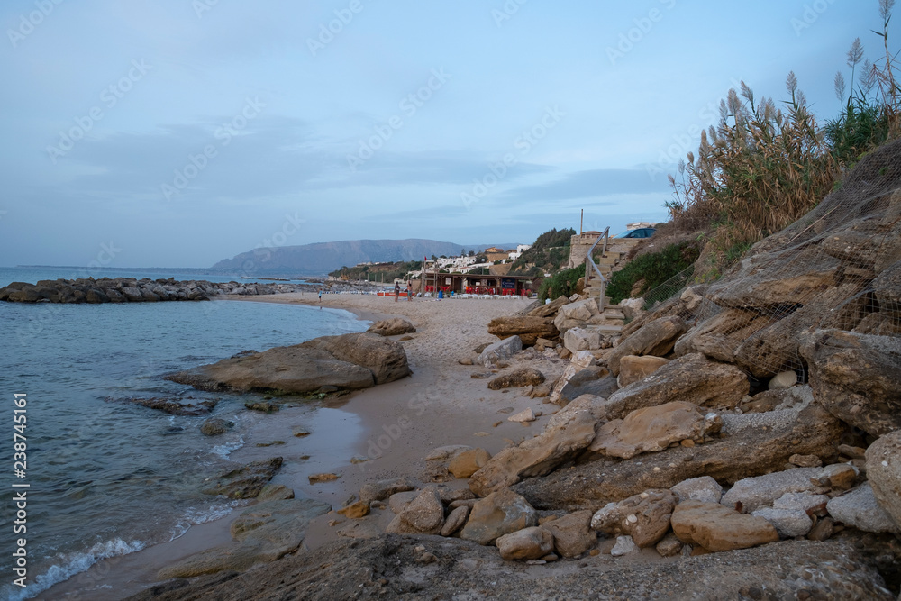 Sicilian sea beach landscape, Italy