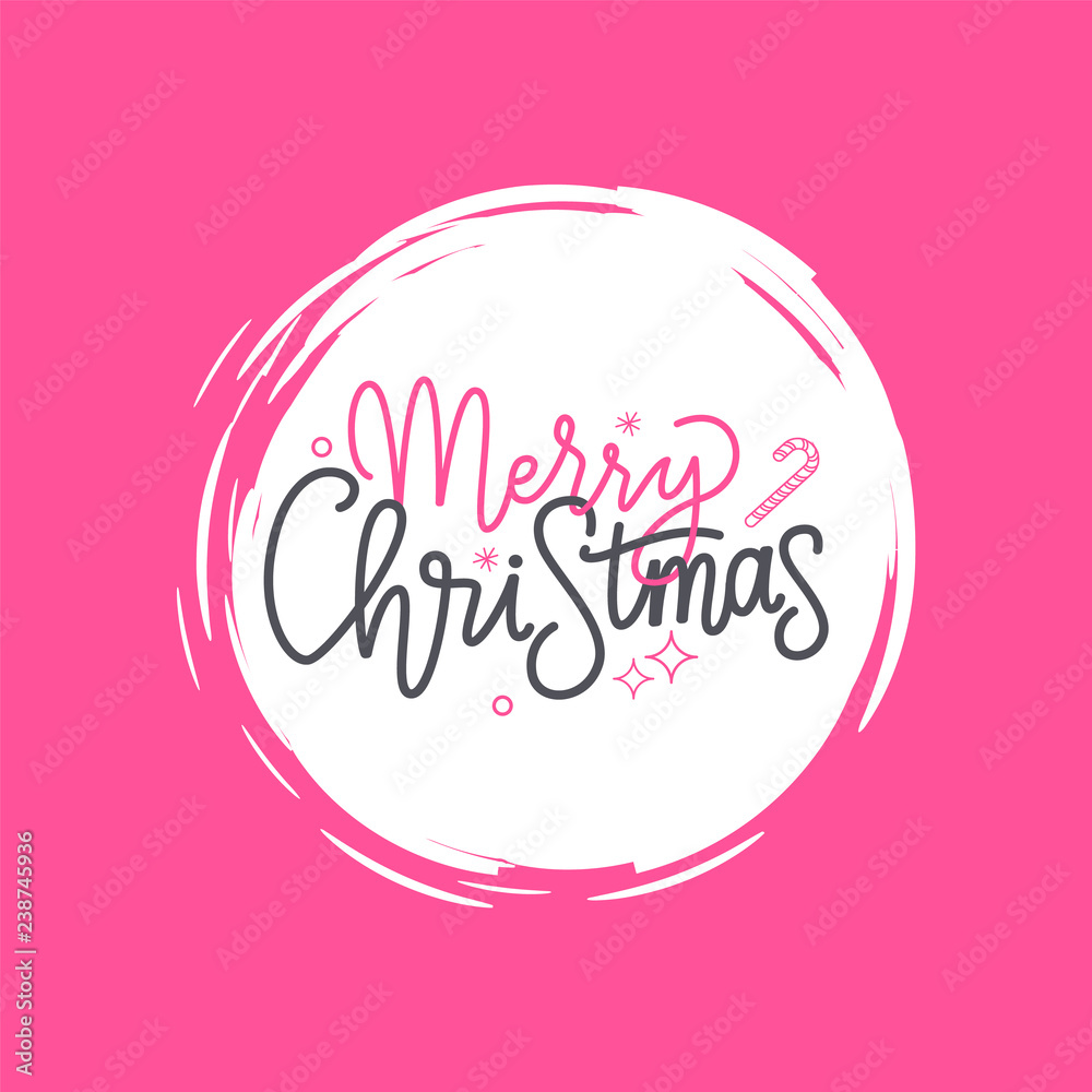 Merry Christmas Inscription, Winter Lettering Sign Merry Christmas Inscription, Winter Lettering Sign