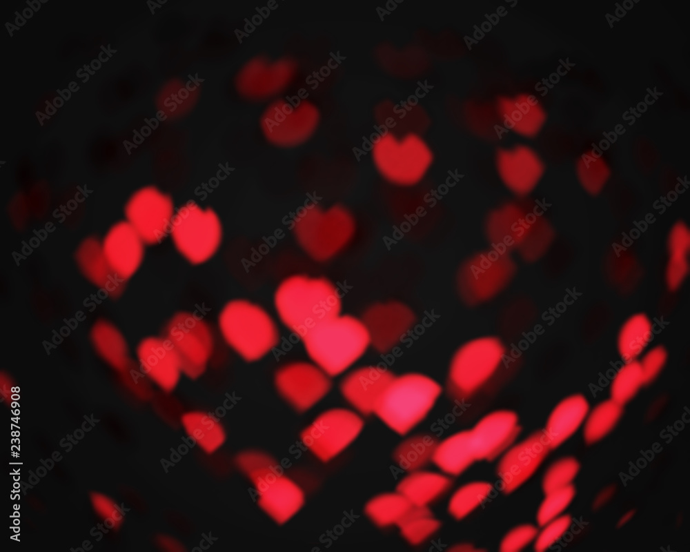 Fototapeta defocused heart shape bokeh lights, 3d rendering