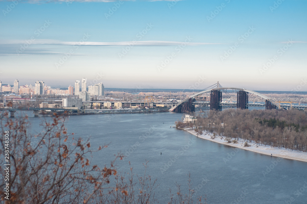 beautiful panorama of kiev in a sunny day