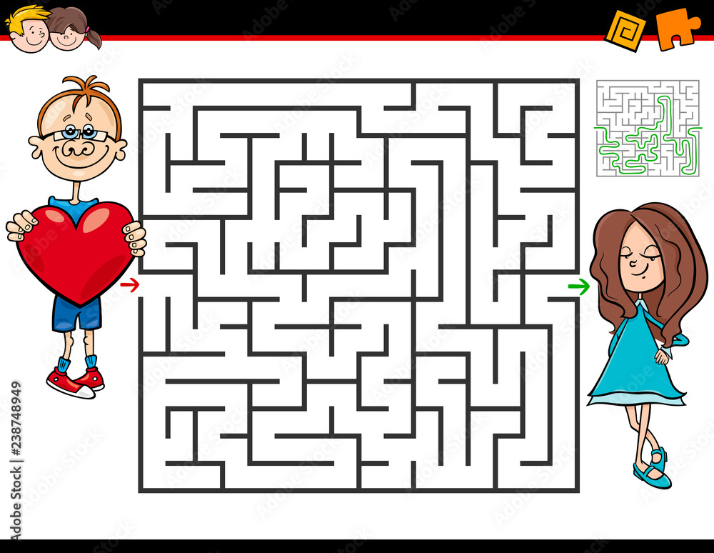 cartoon maze game with boy in love and girl cartoon maze game with boy in love and girl