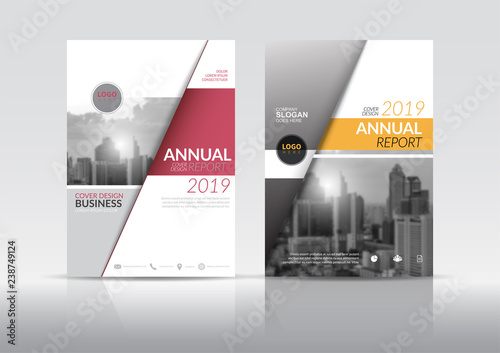 Cover Design template, annual report cover, flyer, presentation, brochure. Front page design layout template with bleed in A4 size. Red yellow colors with abstract background templates.