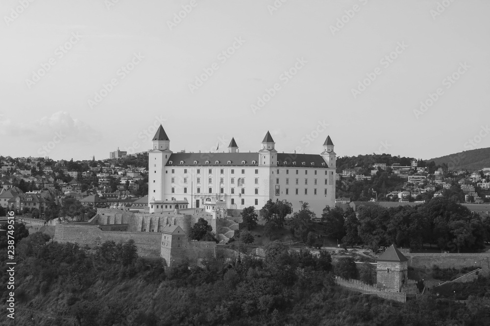 Bratislava Hrad, black and white photo