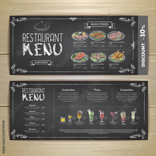 Chalk drawing restaurant menu design