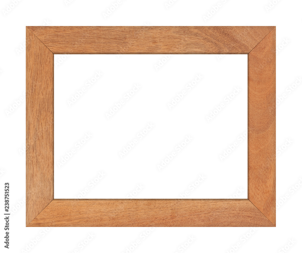 Brown wood frame isolated on white background. Object with clipping path