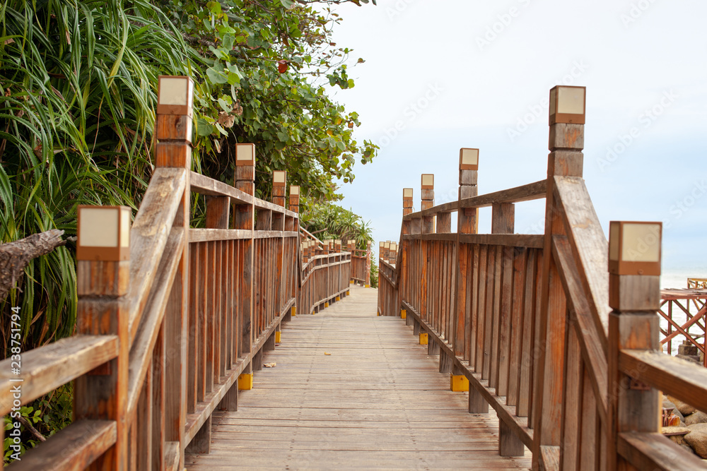 Wooden stairs along the sea coast