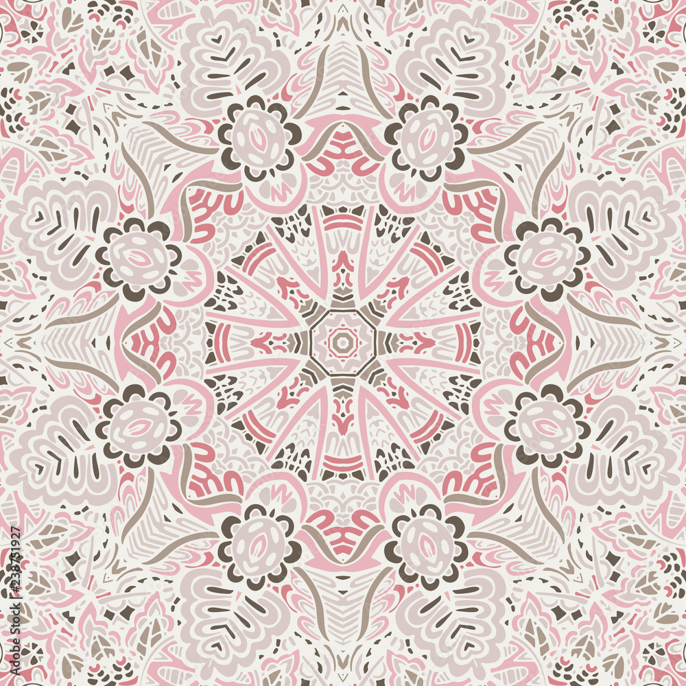 Cute vintage lace ornamental pink geometric line art background
