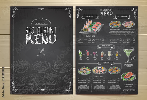 Chalk drawing restaurant menu design