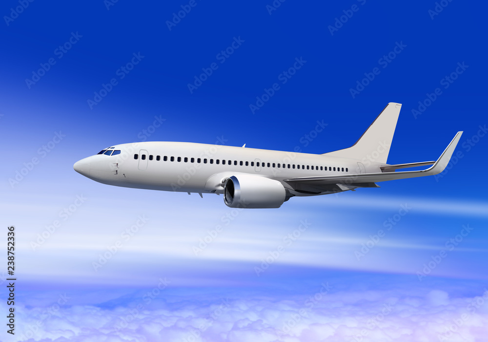 passenger aircraft in cloud sky