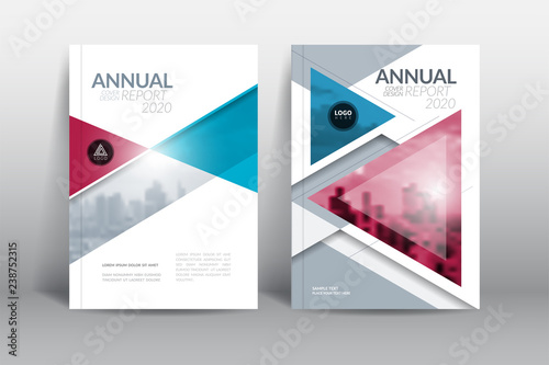 Cover Design template, annual report cover, flyer, presentation, brochure. Front page design layout template with bleed in A4 size. Red blue colors with abstract background templates.