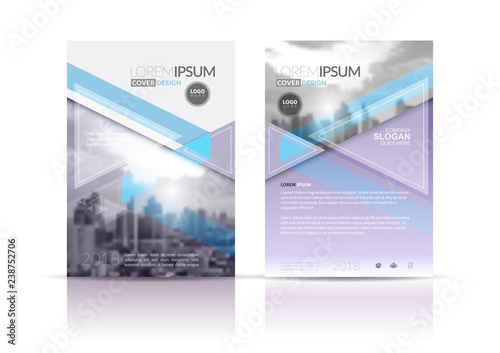 Cover Design template, annual report cover, flyer, presentation, brochure. Front page design layout template with bleed in A4 size. purple blue colors with abstract background templates.