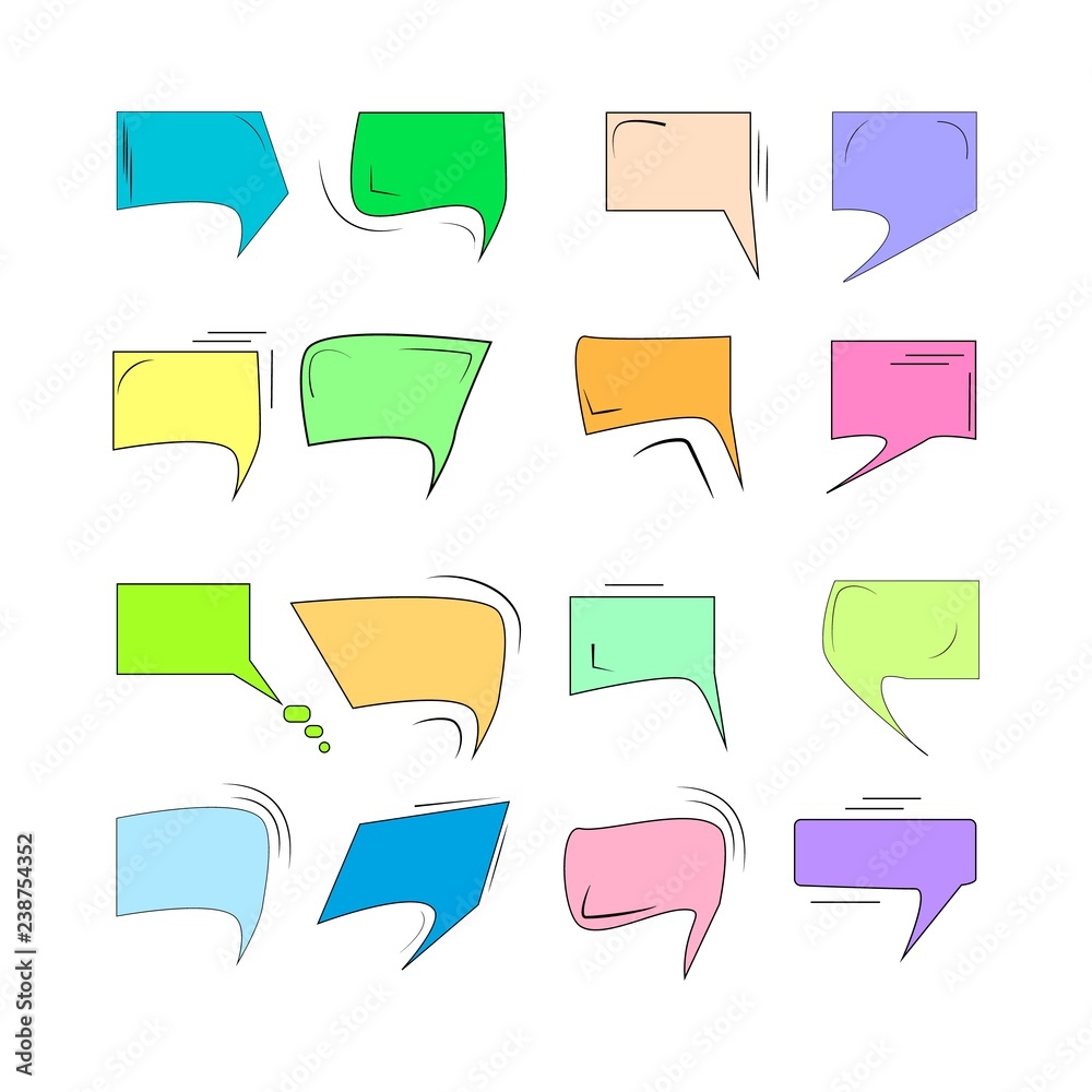 Comics for sound speech effect bubbles isolated on white background illustration. Colorful silhouette frame for inscriptions. Humorous bubbles comic set for cloud speech. Vector illustration Comics for sound speech effect bubbles isolated on white background illustration. Colorful silhouette frame for inscriptions. Humorous bubbles comic set for cloud speech. Vector illustration