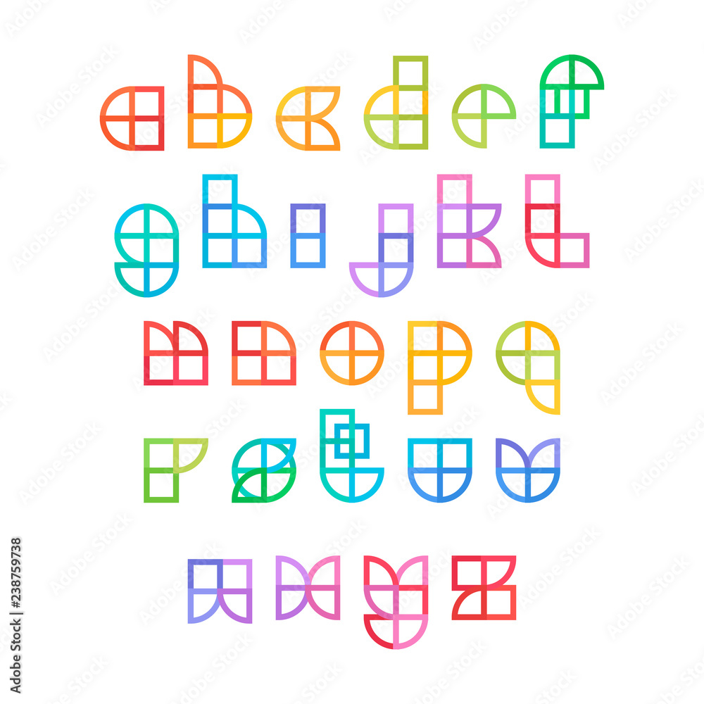 Vector Geometric Alphabet in Flat Geometric Style Vector Geometric Alphabet in Flat Geometric Style