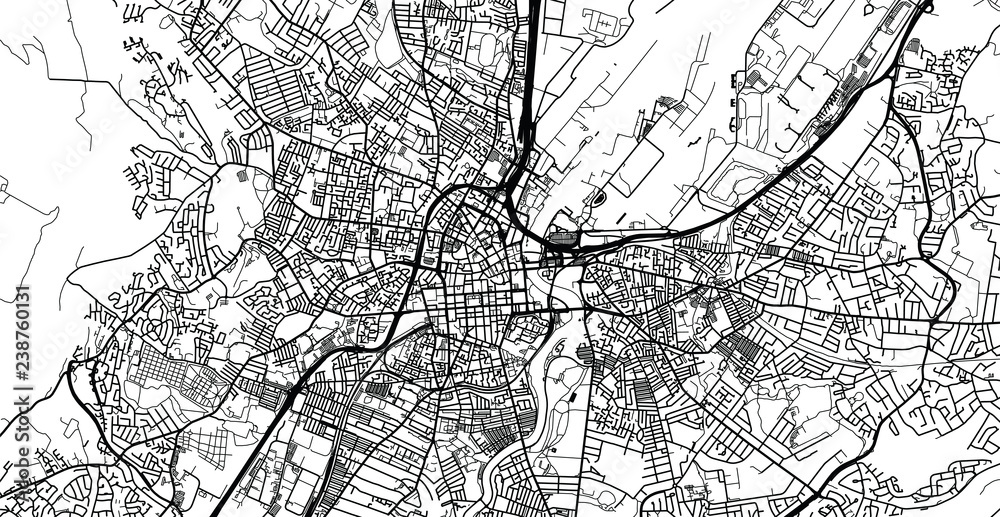 Urban vector city map of Belfast, Ireland