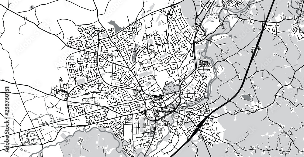 Urban vector city map of Lisburn, Ireland