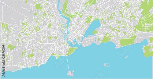 Urban vector city map of Galway, Ireland
