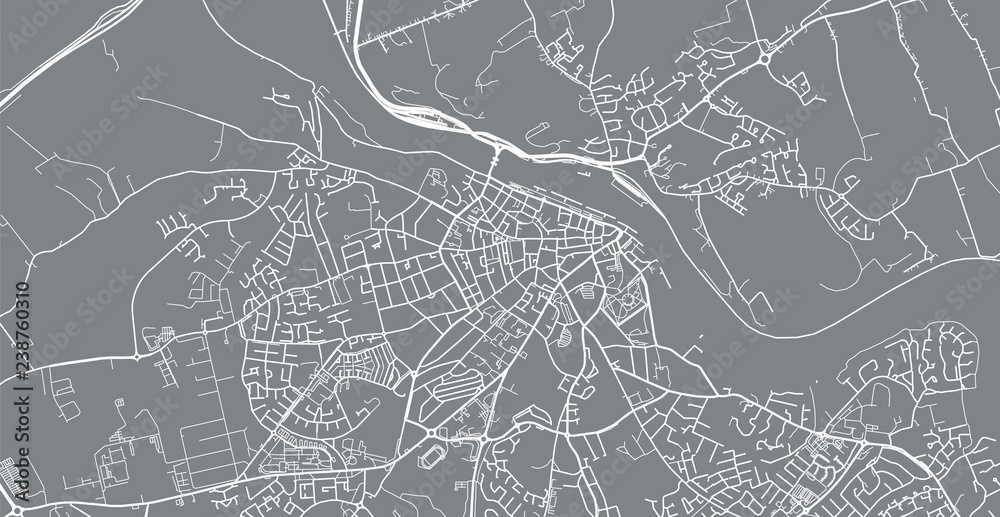 Urban vector city map of Waterford, Ireland