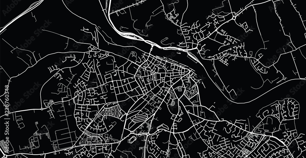 Urban vector city map of Waterford, Ireland