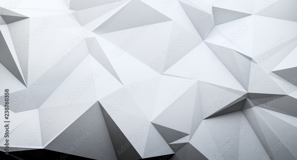 Obraz premium Abstract interior wall with triangle polygonal. 3D illustration