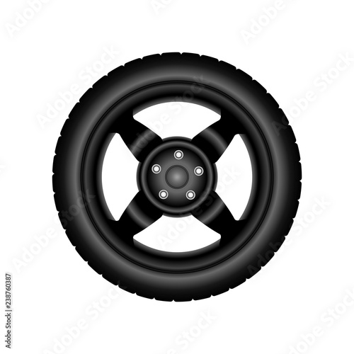 Wheel Black Disc. Vector design. White background.