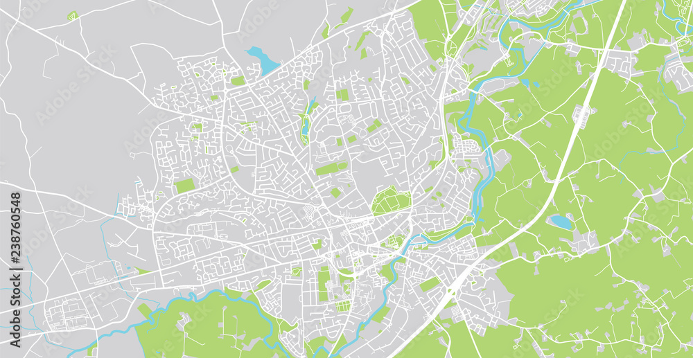 Urban vector city map of Lisburn, Ireland